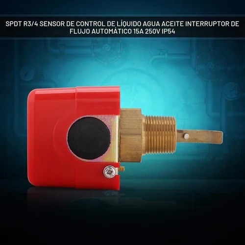 Vista 6 de PDT R3/4 HFS-20 Interruptor de flujo de agua, 15A 250V IP54 Tipo de paleta automática Controlador de flujo objetivo