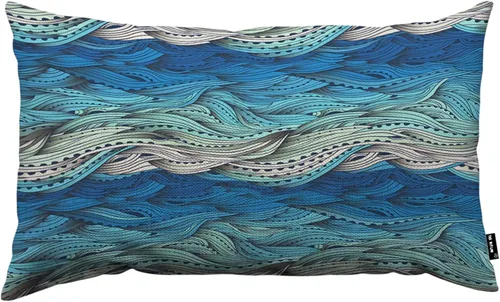 Vista 22 de TKS MITLAN Fundas de almohada abstractas con ondas 18 x 18 pulgadas, fundas de almohada decorativas con gradiente azul de agua de mar, ondas
