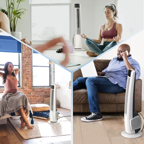 Vista 7 de Lasko Ventilador de torre oscilante con control remoto, ventilador de torre para dormitorio y oficina, 4 velocidades silenciosas, 38 pulgadas