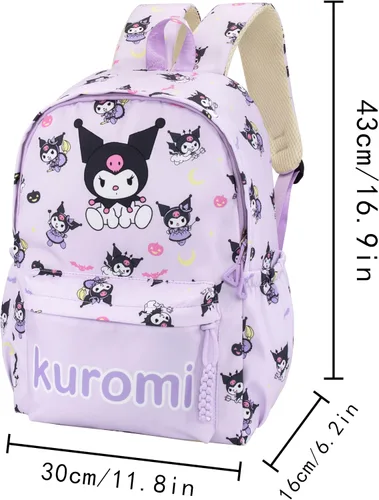 Vista 2 de Roffatide Anime Kuromi - Mochila casual con estampado de Kuromi, mochila para portátil, mochila para viajes, senderismo, mochila con cremallera