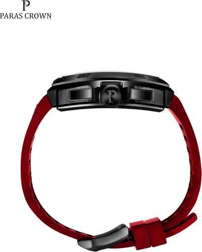 Vista 7 de Paras Crown Relojes para hombre, Tonneau 5ATM, impermeable, de cuarzo, cronógrafo, analógico, de cuarzo, analógico, reloj de pulsera para hombre