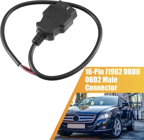 Vista 2 de X AUTOHAUX 2 unids 16-Pin J1962 OBDII OBD2 Conector macho Herramienta de diagnóstico Adaptador Cable conector
