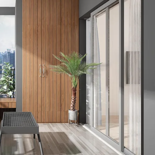 Vista 3 de Palmera artificial de 4.3 pies, planta de palma de sagú falsa grande con 18 hojas de tronco, árbol sintético alto perfecto en maceta para interiores