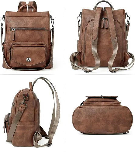 Vista 6 de CLUCI - Mochila de piel convertible para mujer bolsa de libros grande mochila antirrobo