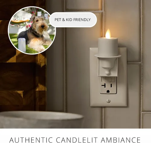 Vista 6 de Luminara Luz nocturna sin llama con sensor automático oscuro de luz del atardecer al amanecer, enchufe de pared blanco luz LED nocturna