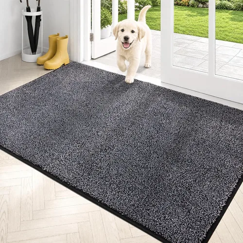 Vista 82 de PURRUGS Tapete para puerta con atrapamiento de suciedad, 20 x 31.5 pulgadas, antideslizante, lavable a máquina, tapete para puerta de perro, tapete