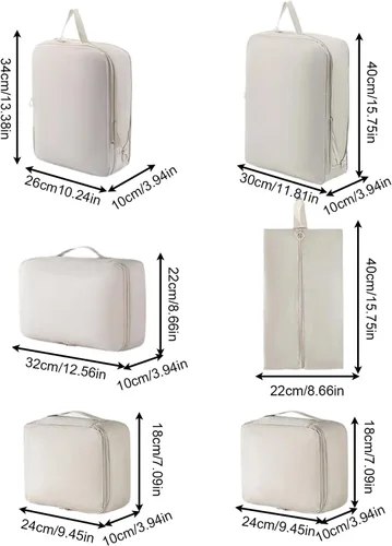 Vista 2 de Compression Packing Cube, 6 Pieces Expandable Traveling Storage Set, Travel Bags Organizer for Luggage for Men Women Boys Girls Youth Teens Wife