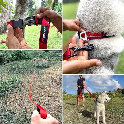 Vista 3 de Tuff Pupper Correa larga resistente para perros 20 pies Mango de hebilla Correa de entrenamiento para retiro de perros Correa de nailon