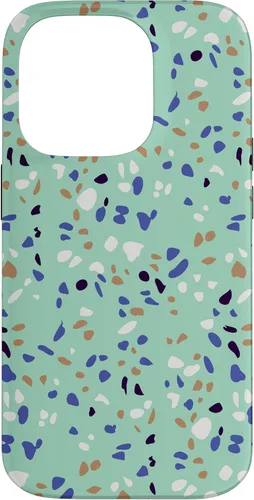Vista 17 de Fun Vintage Green, Blue, White and Black Terrazzo Case for iPhone 16