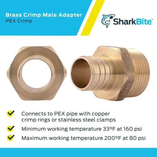Vista 4 de SharkBite Adaptador Macho MNPT de Engaste de 1 Pulgada, Accesorio de Plomería de Latón, Tubería PEX, Cobre, UC140LFA