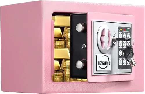 Vista 9 de TENAMIC Caja Fuerte 0.23 Pies Cúbicos Caja de Seguridad Digital Electrónica, Caja Fuerte con Cerradura de Teclado para Gabinete, Acero de Aleación