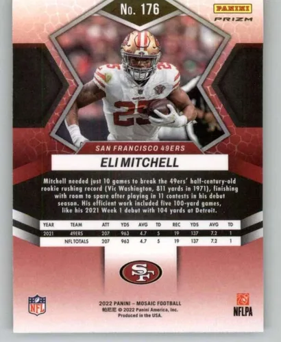 Vista 2 de Panini Mosaic Mosaic Camo Pink #176 Eli Mitchell San Francisco 49ers NFL 2022