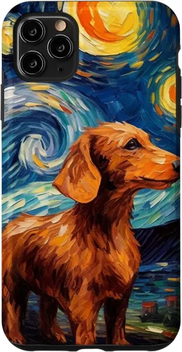 Vista 13 de Carcasa para iPhone 16 Dachshund Dog Starry Night Van Gogh Dachshund