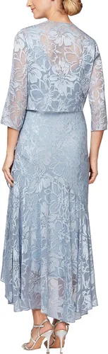 Vista 2 de Alex Evenings Vestido de gasa sin mangas estampado de longitud media con chaqueta para mujer