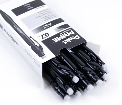 Vista 2 de Pentel Prime - Portaminas de 0.028 in, barril negro, caja de 12 (AX7A)