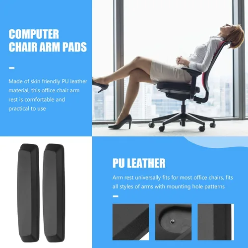 Vista 6 de Reemplazo de reposabrazos de elevación giratoria para sillas de oficina, almohadillas de cuero PU, cómodas y ajustables para silla de computadora