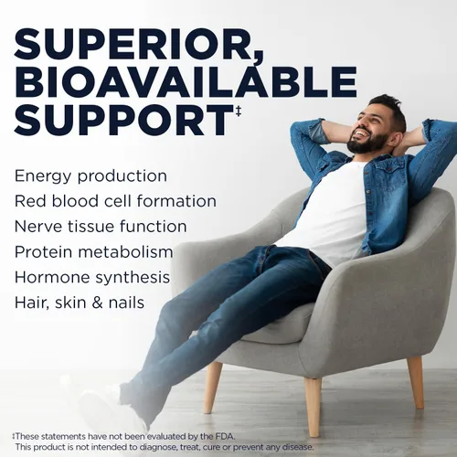 Vista 3 de KAL CoEnzyme Complejo de vitamina B, vitaminas B masticables para energía saludable, glóbulos rojos y soporte de la función nerviosa con vitamina