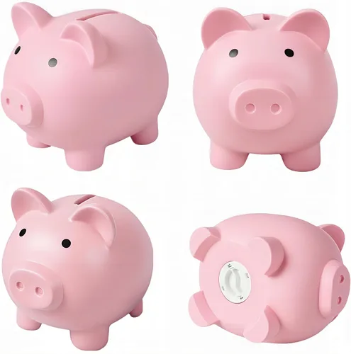 Vista 7 de Alcancía para Sbrvaniy Piggy Coin Banks para niños y niñas, mi primer banco de dinero de plástico irrompible tamaño S/M/L decoración ahorro Navidad