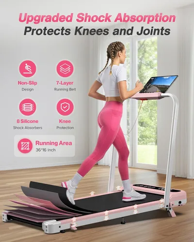 Vista 7 de WELLFIT Caminadora plegable con inclinación, capacidad de 320 libras, caminadora para caminar con barra de agarre, caminadoras portátiles