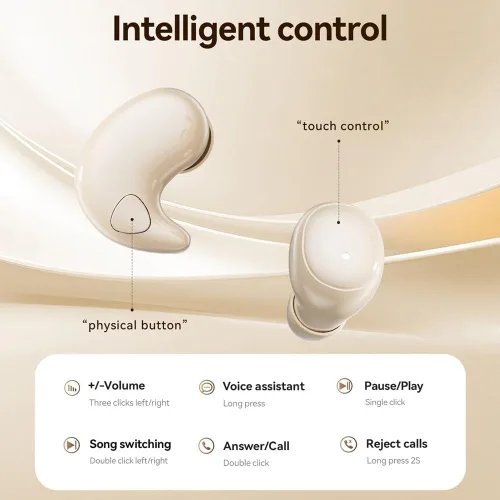 Vista 6 de 2 en 1 mini auriculares invisibles planos para dormir con cancelación de ruido, auriculares Bluetooth micro pequeños para dormir de lado con estuche