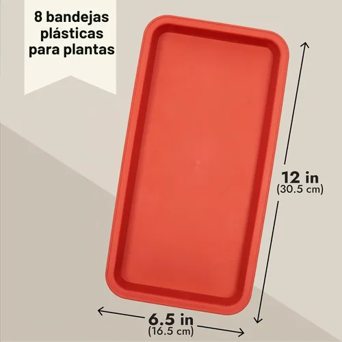 Vista 3 de Juvale Bandeja rectangular de plástico para plantas, bandeja de agua para plantas en interiores y exteriores, drenaje integrado y recogedor