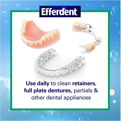Vista 2 de Efferdent Tabletas de limpieza de retenedores, tabletas de limpieza de dentaduras para aparatos dentales, menta fresca y limpia, 44