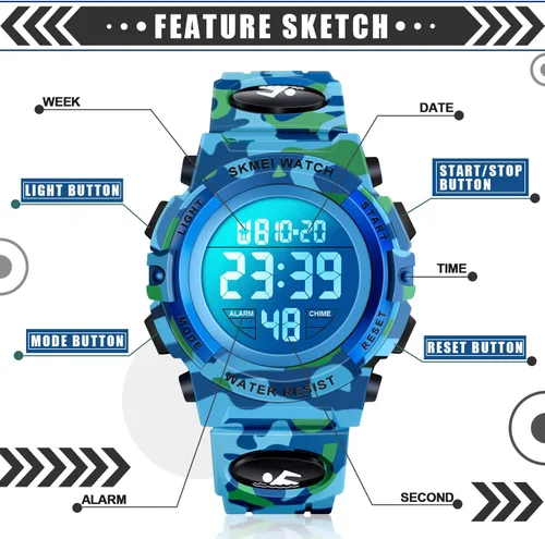 Vista 2 de ATIMO Reloj deportivo digital impermeable LED 50M para niños - Regalos para niños