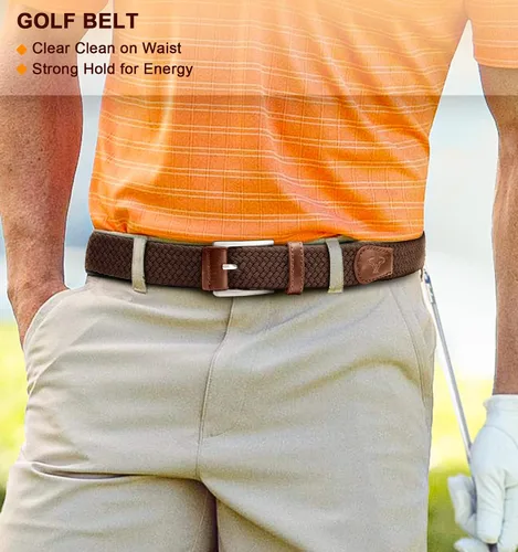 Vista 2 de BULLIANT Cinturón para hombre, paquete de 2 unidades, elástico trenzado para hombre, para golf, caza, pantalones de mezclilla, 1 38 pulgadas