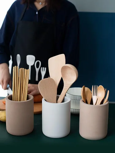 Vista 3 de Selegna Soporte de utensilios de secado instantáneo para encimera de cocina, organizador de utensilios de cocina de piedra de diatomita, organizador