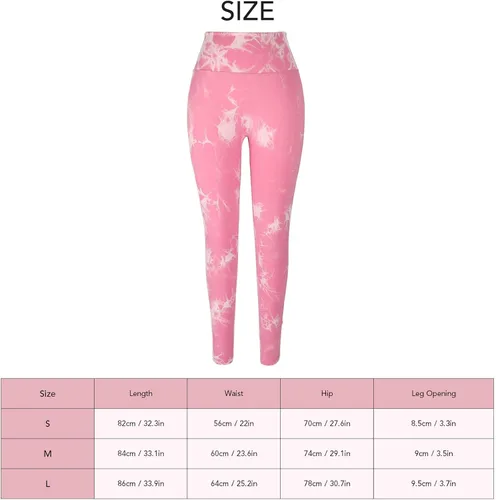 Vista 7 de Betued Women Yoga Leggings Tie Dye High Waisted Quick Drying Seamless Tight Pink Sports Running Leggings, Womens Sports Legg