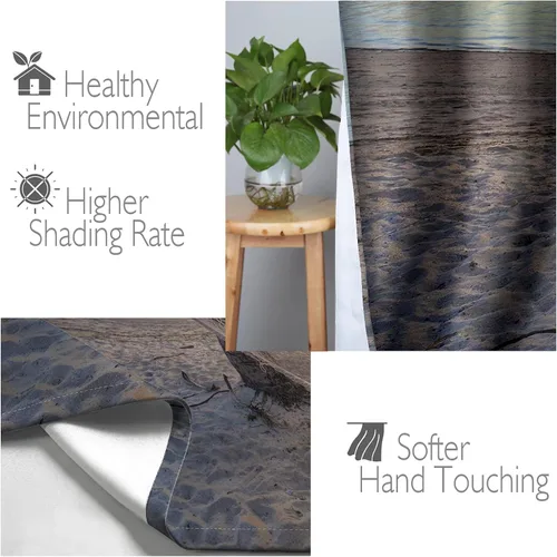 Vista 8 de Jekeno Cortinas opacas con palmeras oceánicas, playa, cielo, sol, decoración de paisaje marino para dormitorio, sala de estar, cortinas de ventana