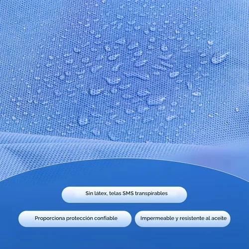 Vista 5 de JMU Paquete de 10-100 abrigos desechables de laboratorio, chaquetas médicas Azul oscuro