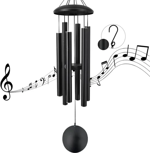 Vista 8 de ASTARIN Campanillas de viento conmemorativas para exteriores, 36 pulgadas con 6 tubos pesados, tono profundo para decoración colgante de jardín