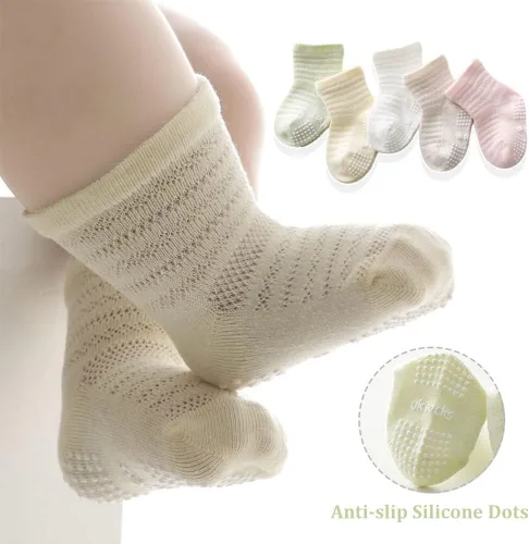 Vista 2 de SUITBOY Baby Girls Socks Toddlers Ruffle Socks Frilly Socks for Toddler Girls Baby Nonslip Cotton Socks with Grips