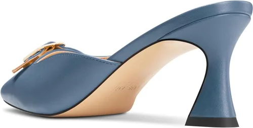 Vista 3 de Zapatos de tacón medio con punta cuadrada para mujer, con hebilla sin cordones, básica, clásica, de 2.6 pulgadas