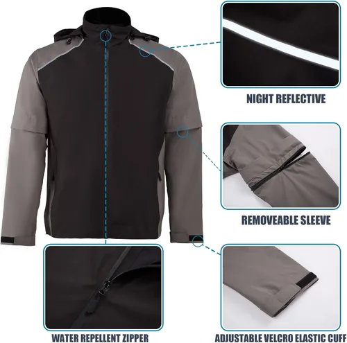 Vista 4 de K.E.J. Chaqueta impermeable de golf para hombre, impermeable, ligera, traje de golf para senderismo, ciclismo, correr, camping, viajes