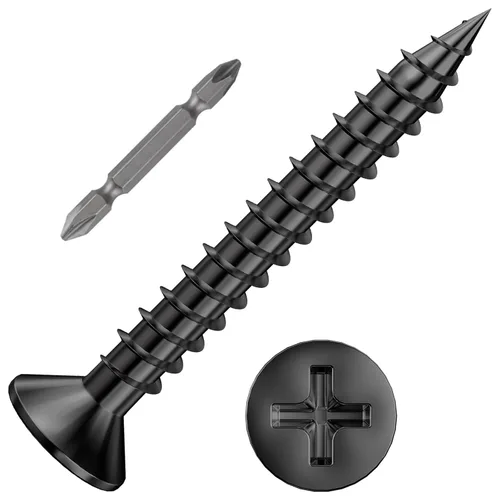 Vista 9 de Wensilon (1200 piezas) #4x1/2 Tornillo para madera negro de metal autorroscante de cabeza plana