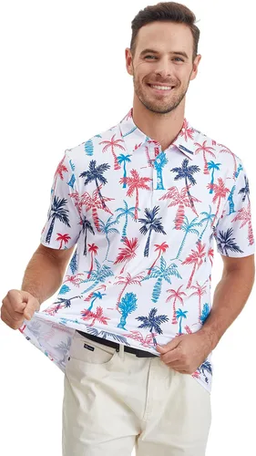 Vista 2 de APTRO Men's Hawaiian Polo Shirts Short Sleeve Moisture Wicking Tropical Golf Shirt Dry Fit