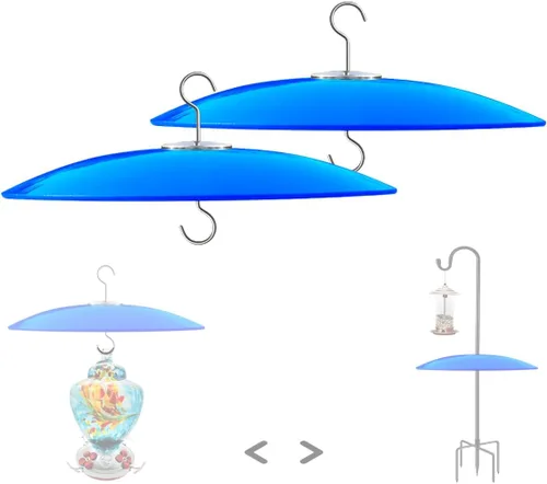 Vista 7 de Protector de lluvia de vidrio de 13 pulgadas para comedero de pájaros al aire libre – deflector en poste de pastor/poste o gancho en S colgante