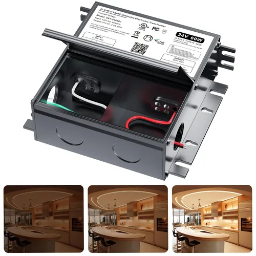 Vista 26 de Controlador LED regulable de 12 V, transformador LED Triac ELV/MLV de 60 W compatible con interruptores Lutron y Leviton, fuente de alimentación