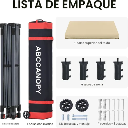 Vista 9 de ABCCANOPY Toldo desplegable – Tienda de campaña portátil para patio al aire libre resistente para patio trasero y terraza con 4 bolsas de arena Beige