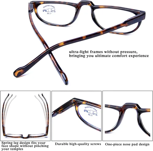 Vista 5 de AQWANO Half Frame Readers Computer Reading Glasses Blue Light Blocking Lightweight