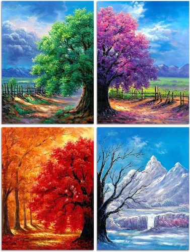 Vista 12 de Muzagroo Art Paquete de 4 Kits de Pinturas de Diamantes para Adultos Arte de Diamantes 5D DIY con Diamantes Redondos de Perforación Completa