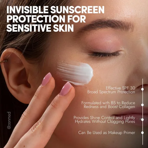 Vista 3 de ZENMED Hidratante sin aceite con SPF 30-2.5 oz. Fórmula ligera y transparente 100% libre de PABA que ayuda a proteger los tipos de piel sensible