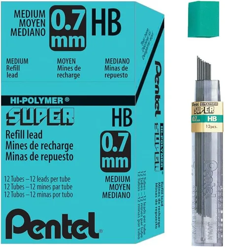 Vista 2 de Minas de Pentel Super Hi-Polymer, Gris