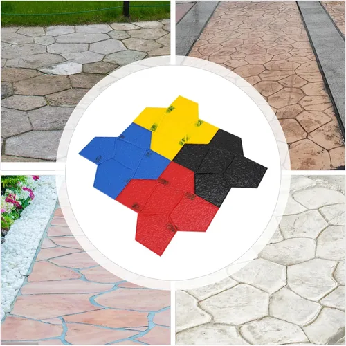 Vista 8 de TFCFL Alfombrillas de sellos de hormigón, juego de 4 moldes de estampado de hormigón, piel texturizada de hormigón, alfombrillas de estampado
