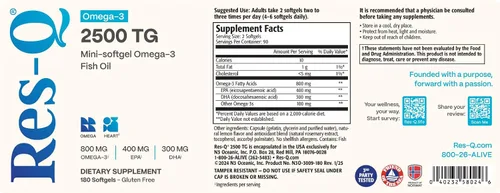 Vista 2 de Res-Q Mini cápsulas de gel de aceite de pescado Omega-3 de 2500 TG (paquete de 3)