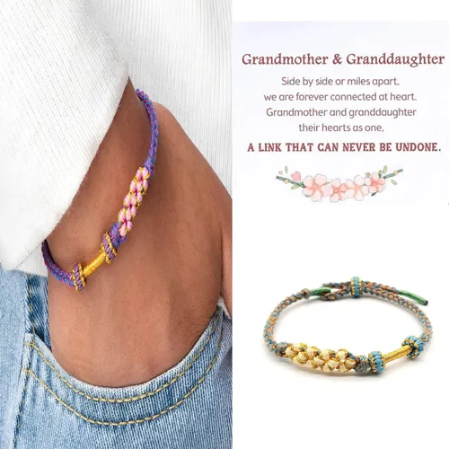 Vista 18 de Pulsera de nudo de cereza con texto en inglés «To My Granddaughter A Link That Can Never Be Undone», pulsera para nieta de la abuela, ajustable