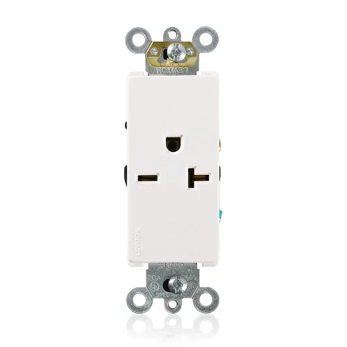 Vista 2 de Leviton Decora Plus - Receptáculo individual de 20 amperios, 250 voltios, hoja recta, grado comercial, autoconexión a tierra, 16441-I, marfil
