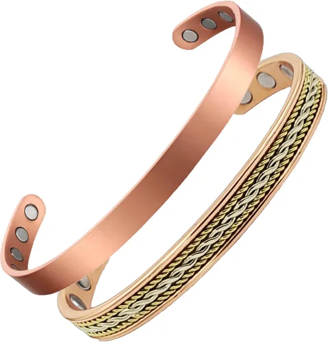 Vista 8 de Pulseras de cobre de campo magnético de diseño elegante con imanes ultra fuertes - unisex - ajustable
